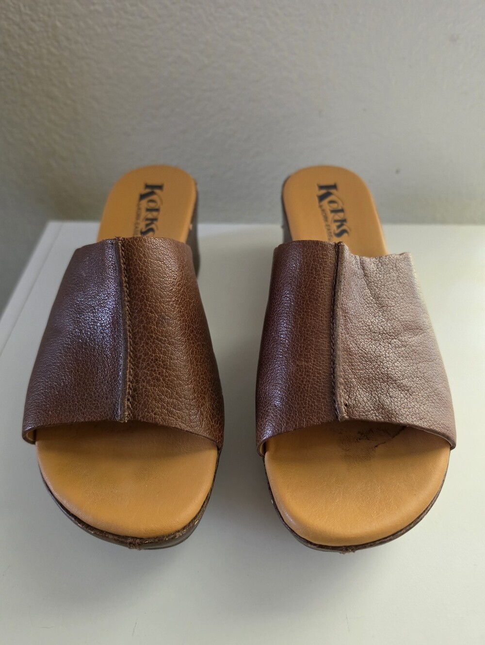 Korks by Kork-Ease Vintage Y2K Leather Platform Wedge Slide Sandals 8